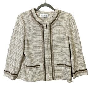 St John Collection Classic Beige Blazer Jacket Size Medium